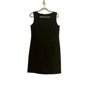 Classic LBD Black Cotton Blend Sleeveless Textured/Quilted Sheath Dress 12P